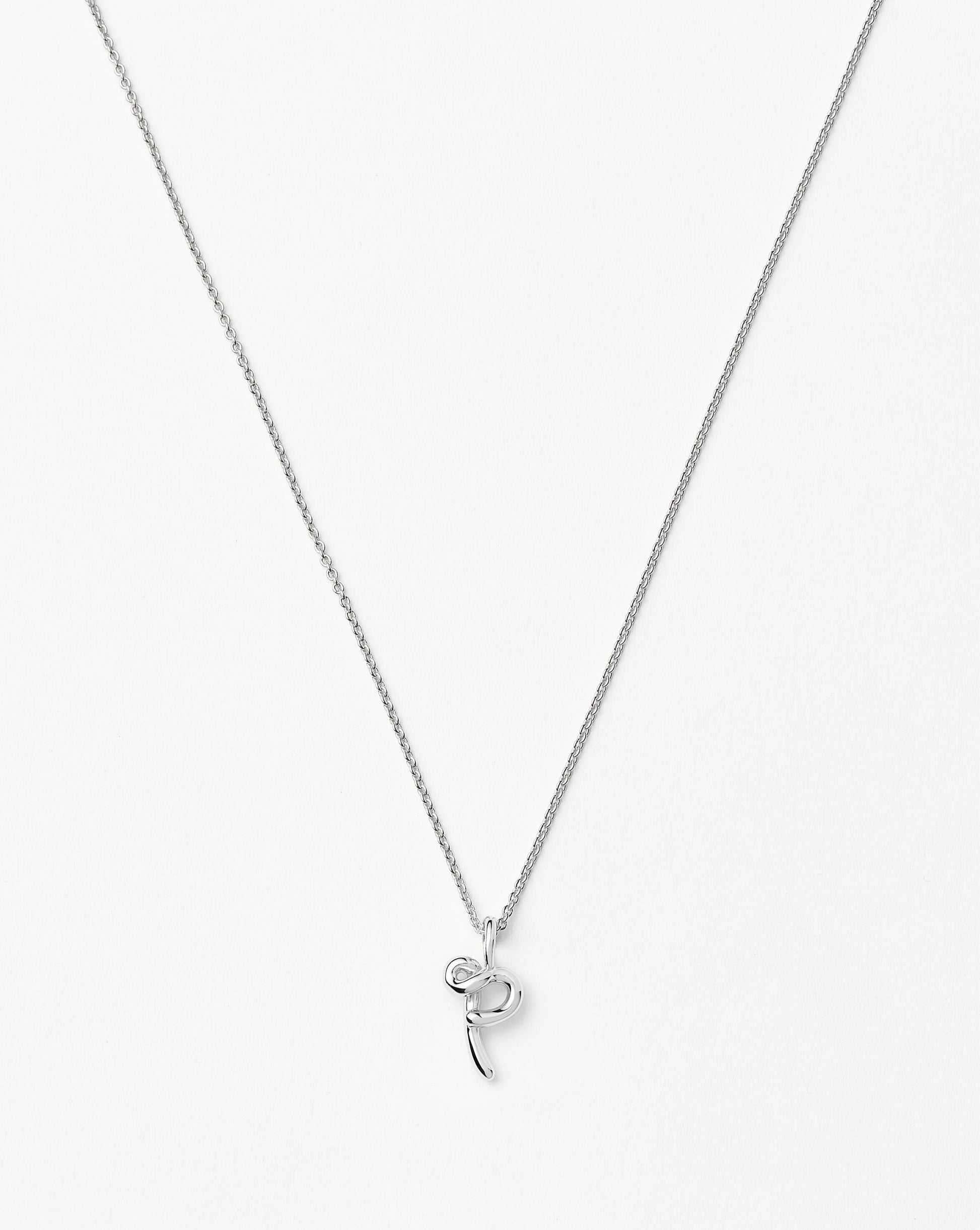 Curly Molten Mini Initial Necklace - P | Sterling Silver Necklaces Missoma 