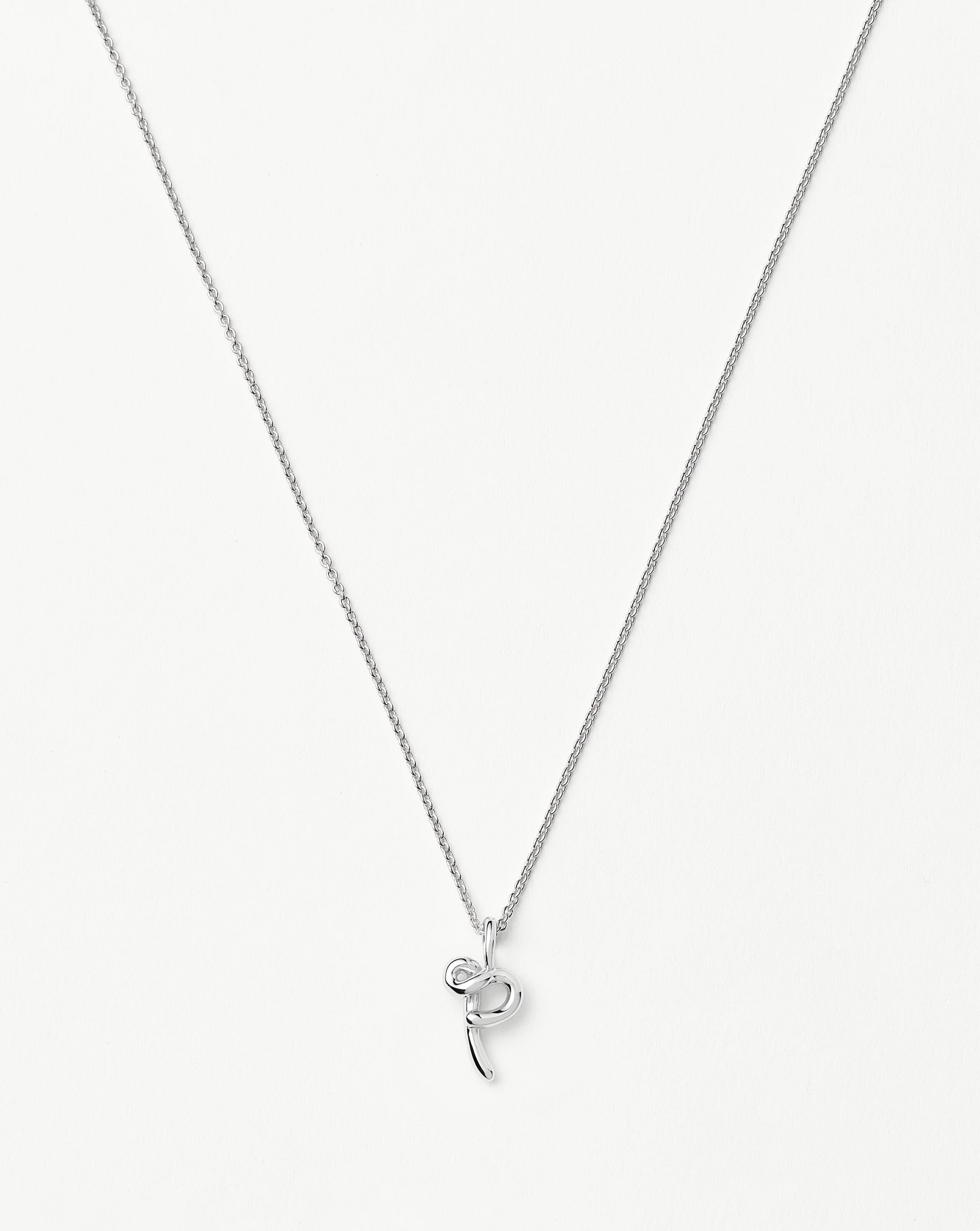 Curly Molten Mini Initial Necklace - P | Sterling Silver Necklaces Missoma 