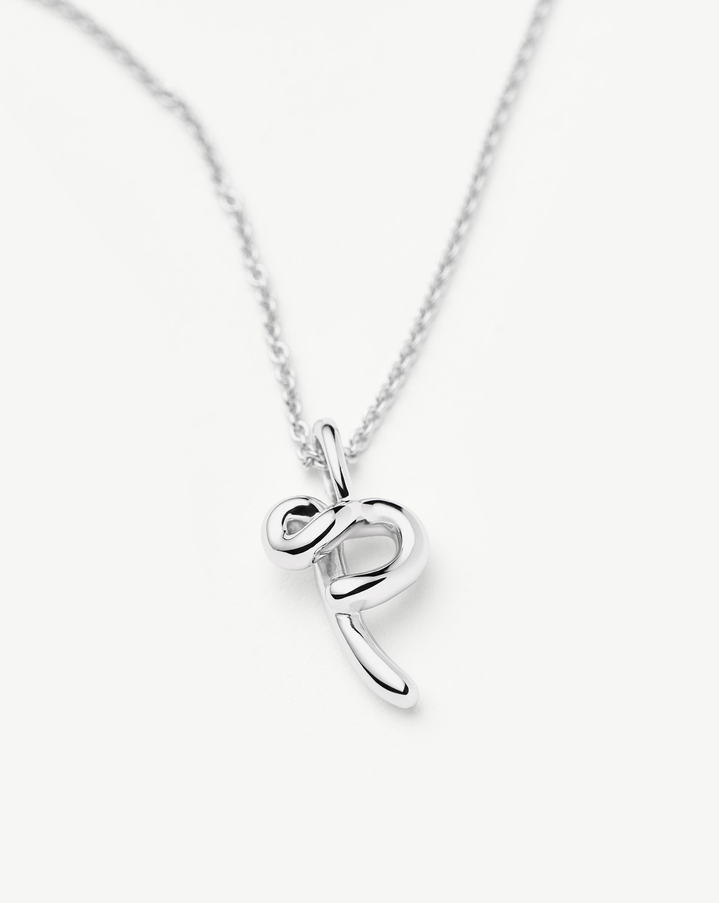 Curly Molten Mini Initial Necklace - P | Sterling Silver Necklaces Missoma 