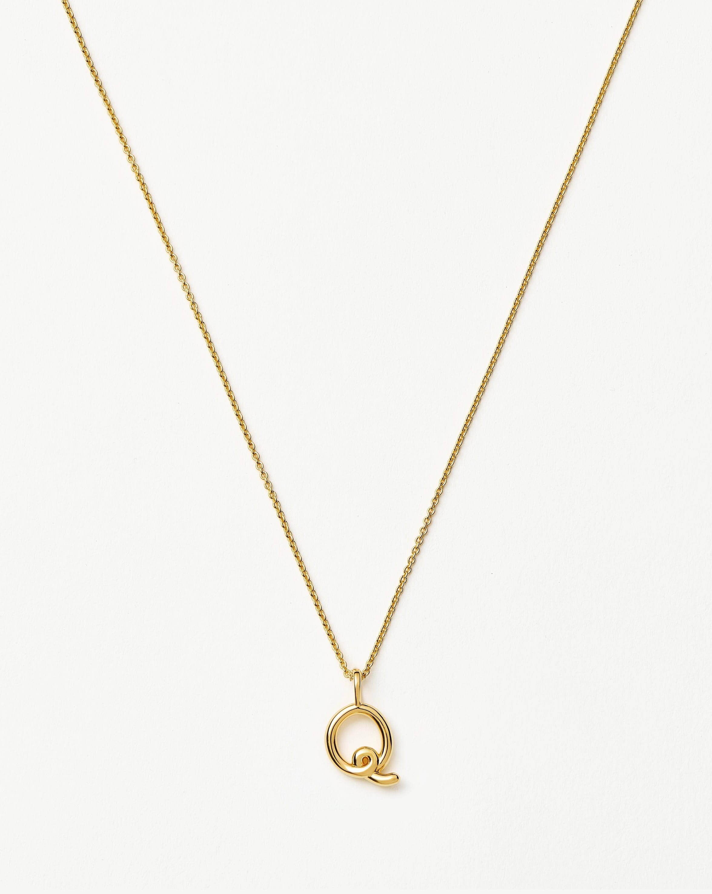 Curly Molten Mini Initial Necklace - Q | 18k Gold Vermeil Necklaces Missoma 