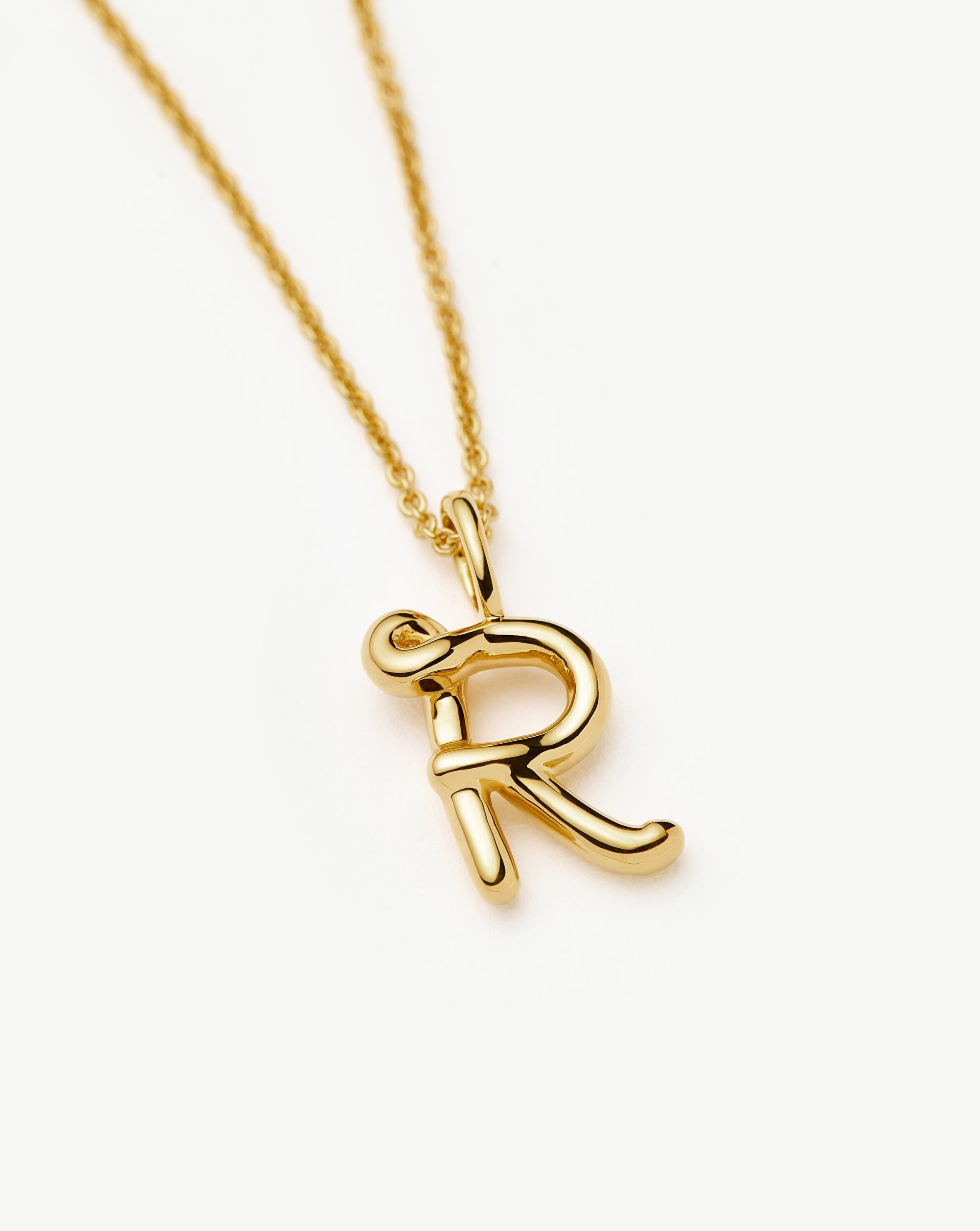 Curly Molten Mini Initial Necklace - R | 18k Gold Vermeil Necklaces Missoma 