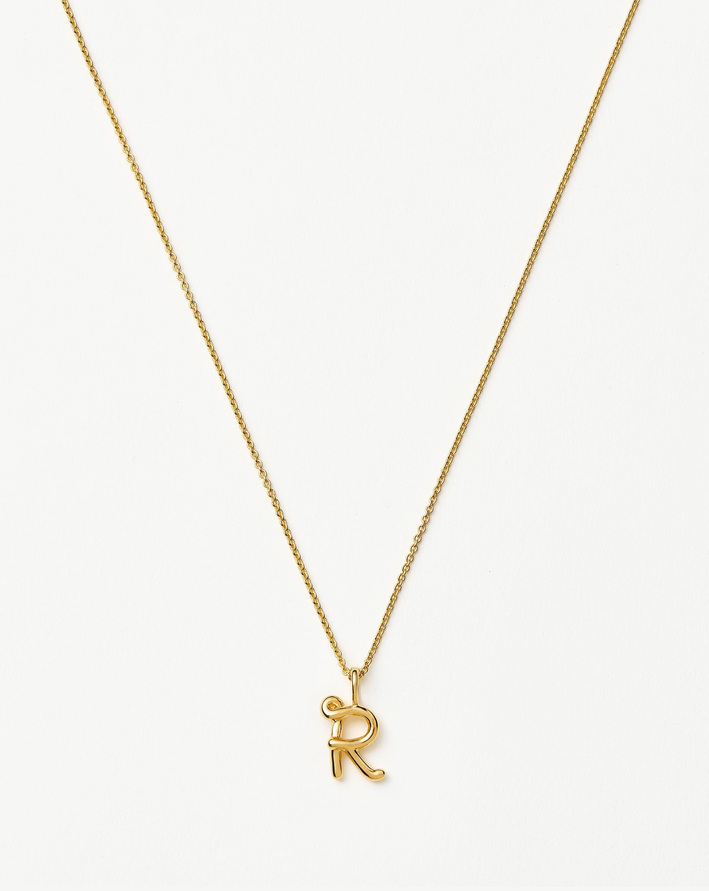 Curly Molten Mini Initial Necklace - R | 18k Gold Vermeil Necklaces Missoma 