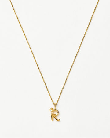 Curly Molten Mini Initial Necklace - R | 18k Gold Vermeil Necklaces Missoma 