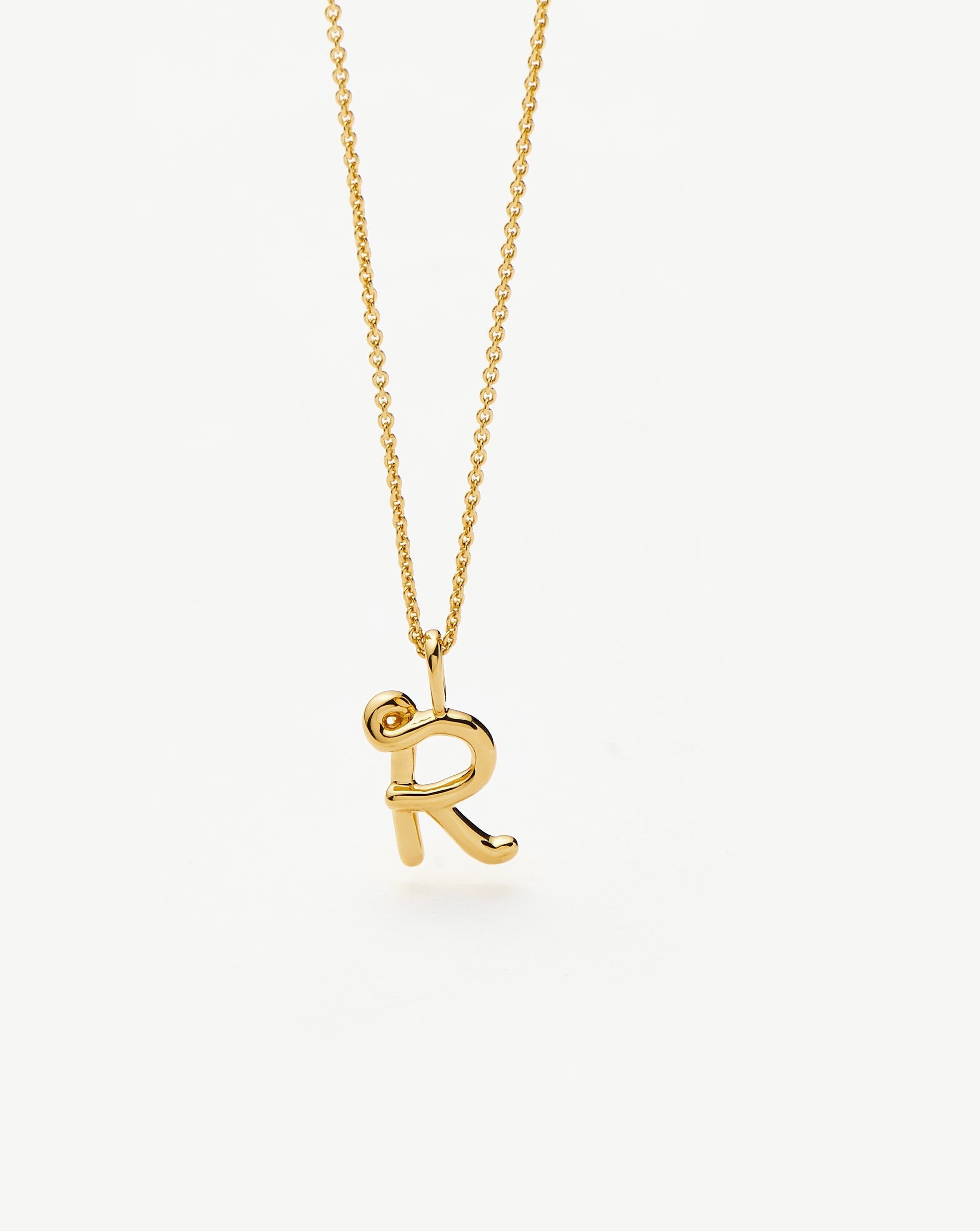 Curly Molten Mini Initial Necklace - R | 18k Gold Vermeil Necklaces Missoma 