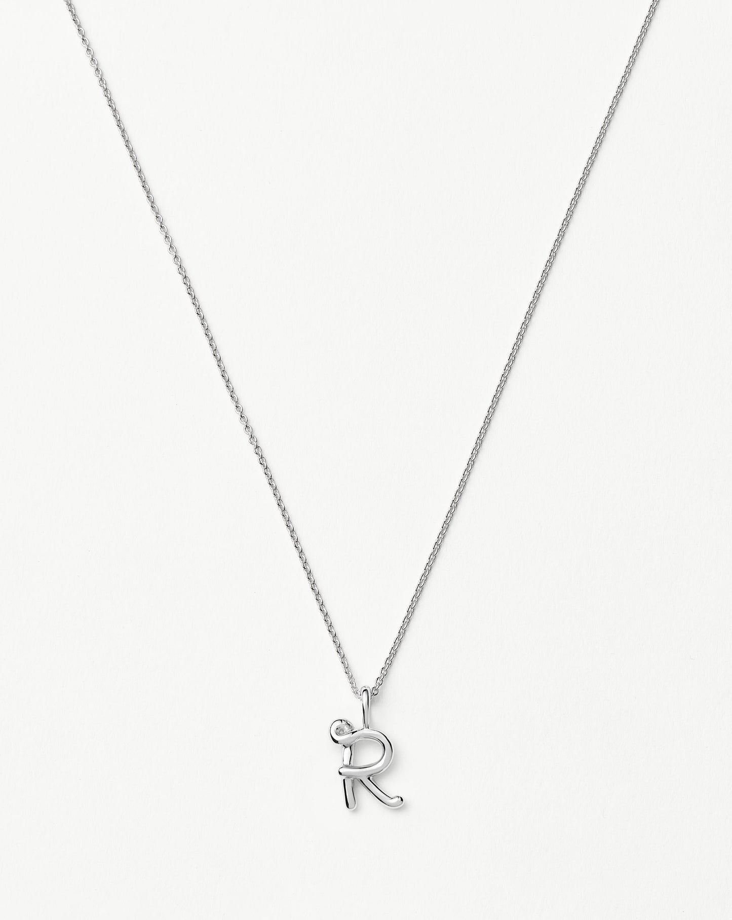 Curly Molten Mini Initial Necklace - R | Sterling Silver Necklaces Missoma 