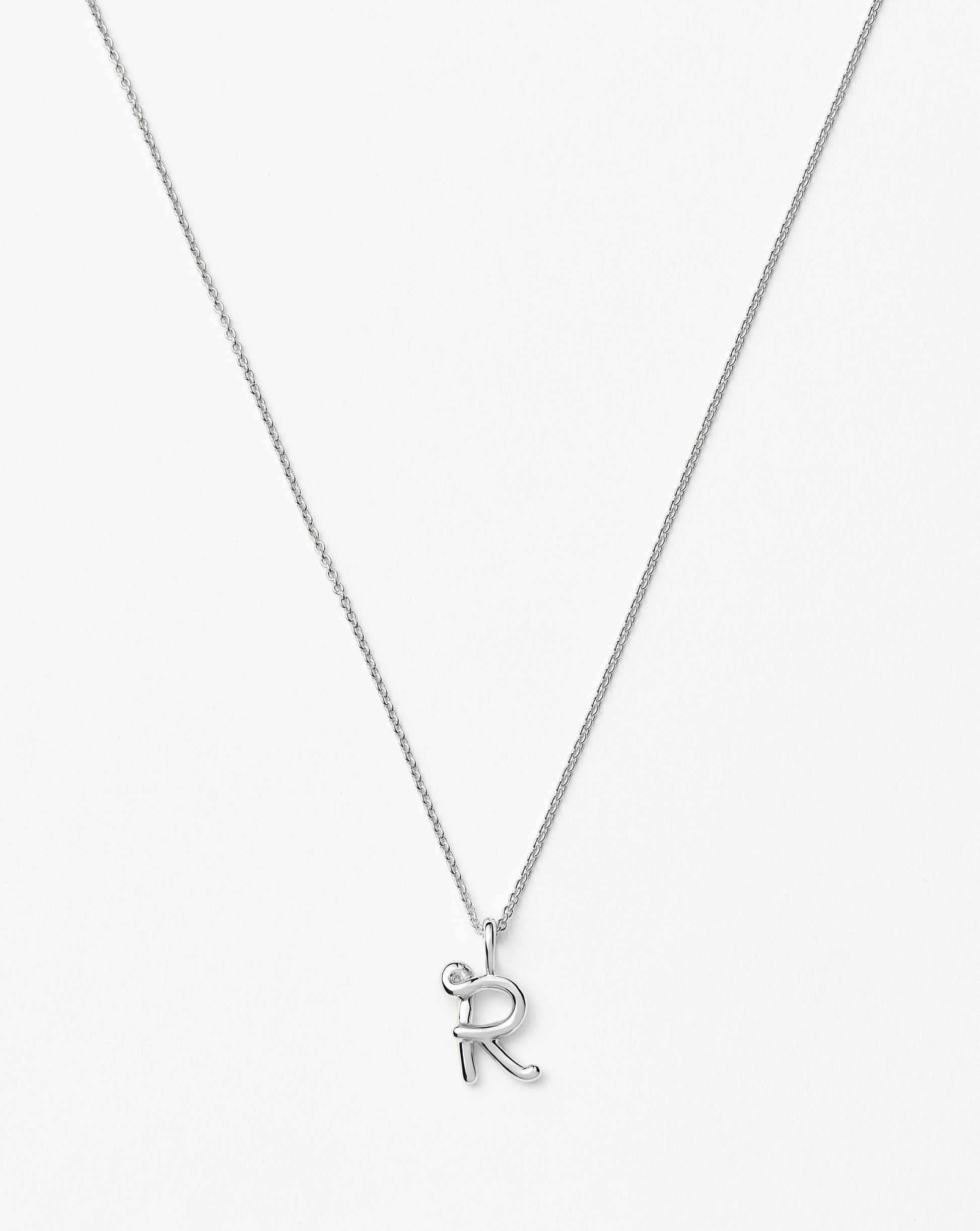 Curly Molten Mini Initial Necklace - R | Sterling Silver Necklaces Missoma 