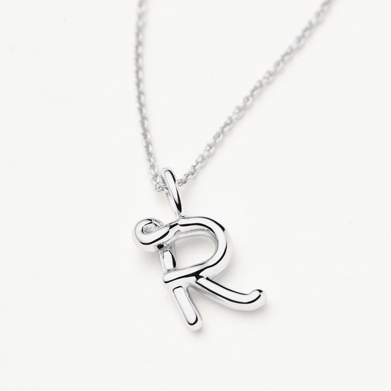 Curly Molten Mini Initial Necklace - R | Sterling Silver Necklaces Missoma 