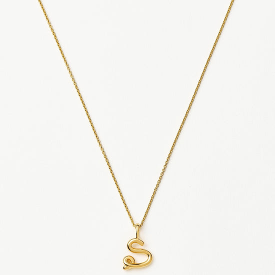 Curly Molten Mini Initial Necklace - S | 18k Gold Vermeil Necklaces Missoma 