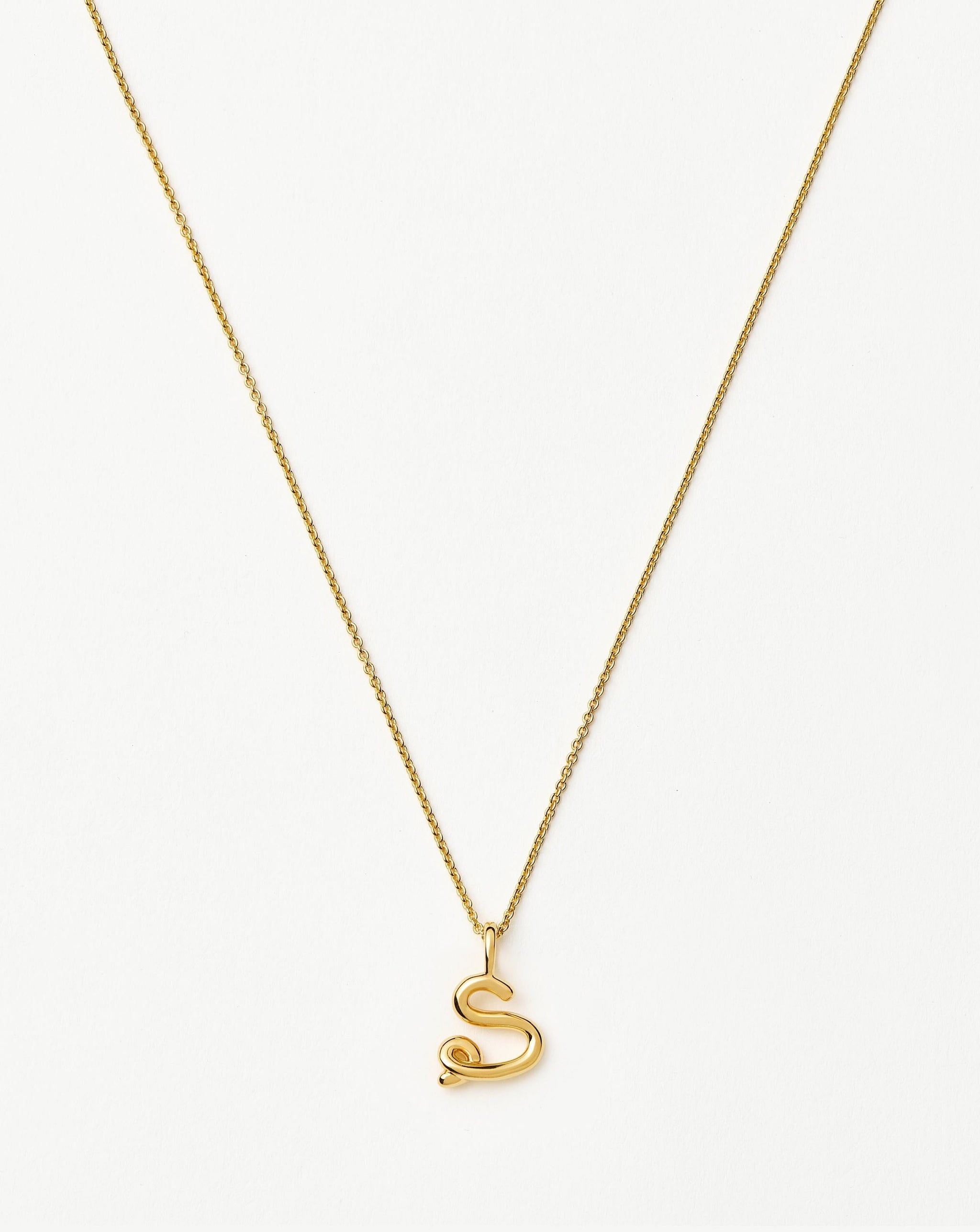Curly Molten Mini Initial Necklace - S | 18k Gold Vermeil Necklaces Missoma 