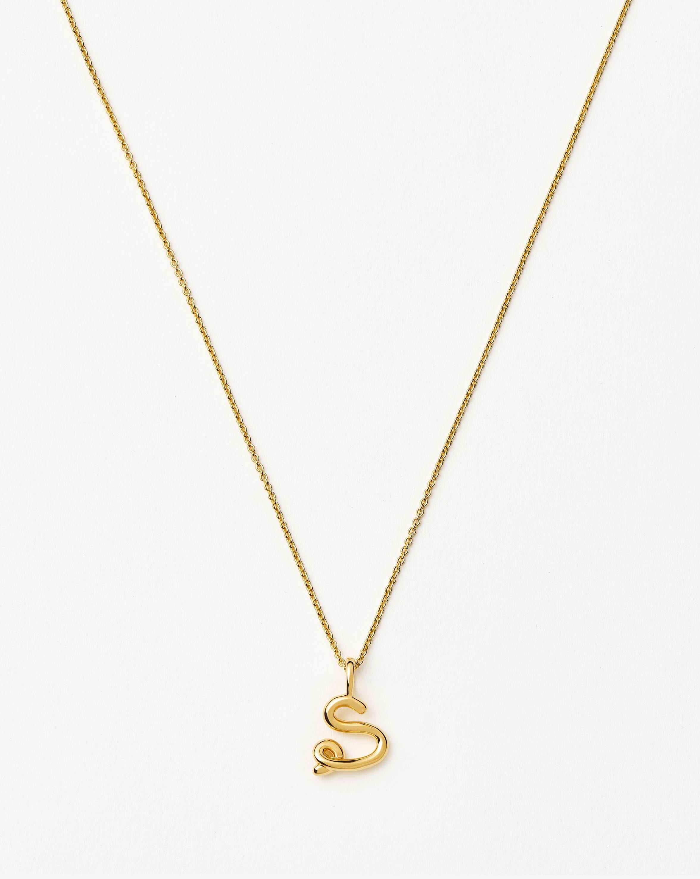 Curly Molten Mini Initial Necklace - S | 18k Gold Vermeil Necklaces Missoma 