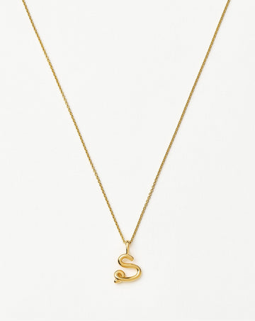 Curly Molten Mini Initial Necklace - S | 18k Gold Vermeil Necklaces Missoma 