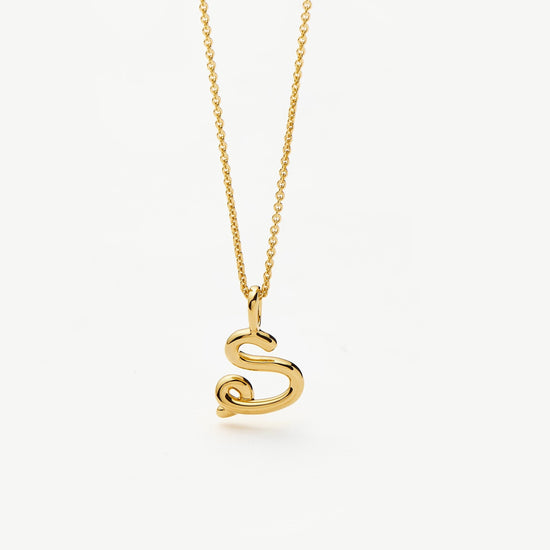 Curly Molten Mini Initial Necklace - S | 18k Gold Vermeil Necklaces Missoma 