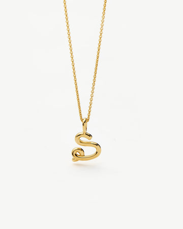 Curly Molten Mini Initial Necklace - S | 18k Gold Vermeil Necklaces Missoma 