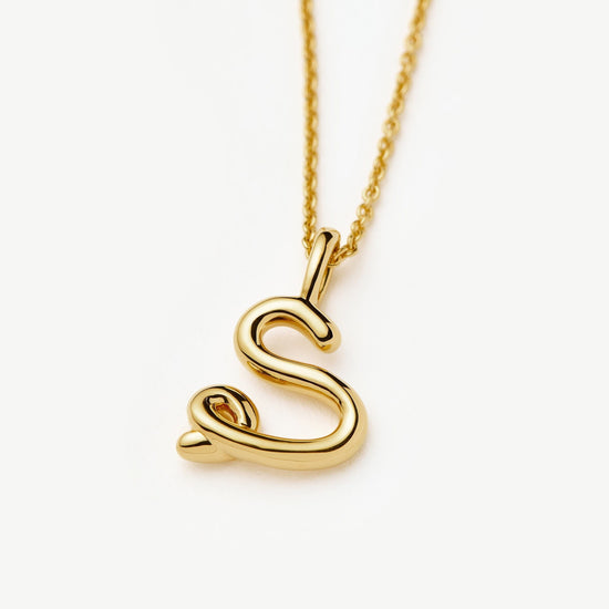 Curly Molten Mini Initial Necklace - S | 18k Gold Vermeil Necklaces Missoma 
