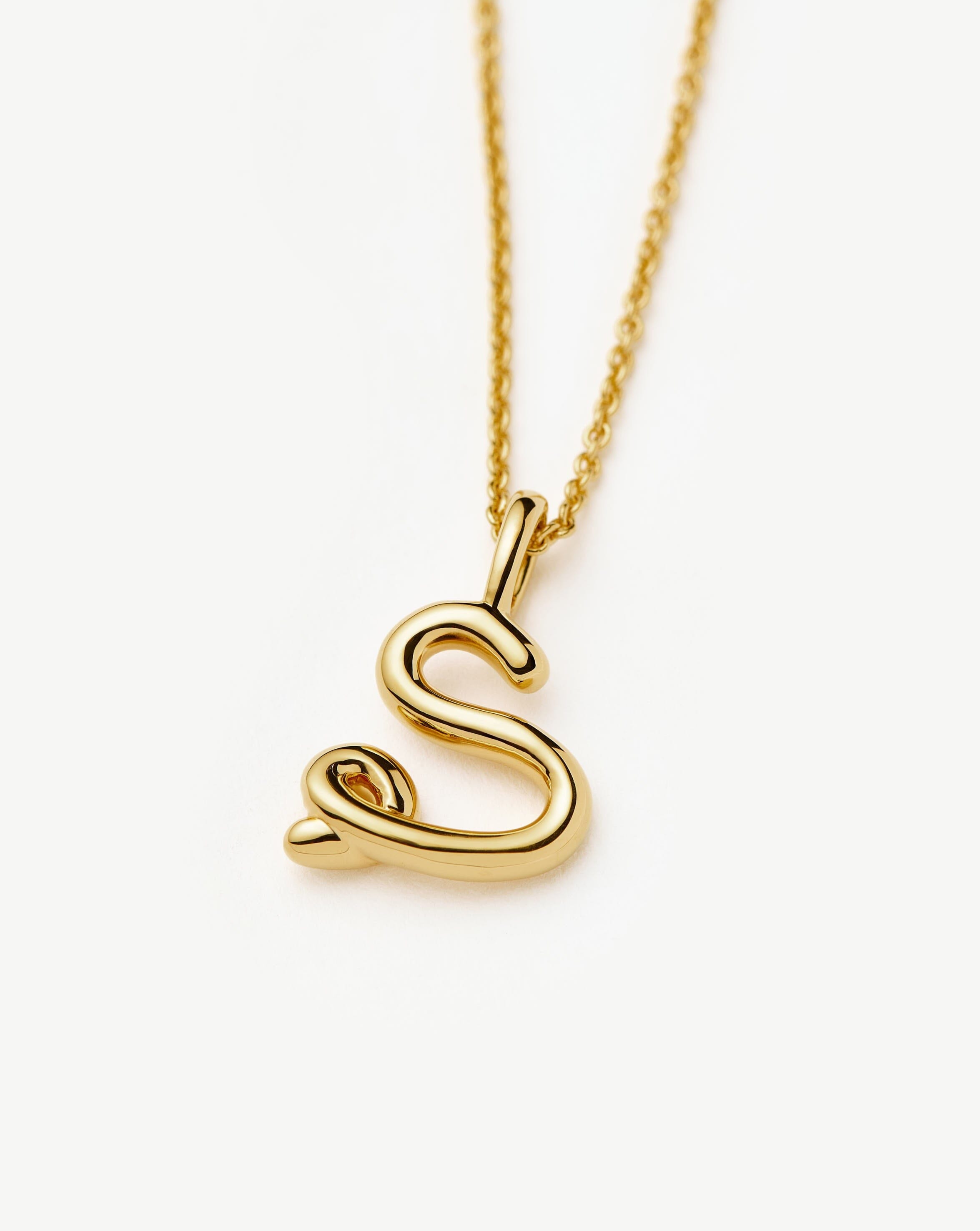 Curly Molten Mini Initial Necklace - S | 18k Gold Vermeil Necklaces Missoma 