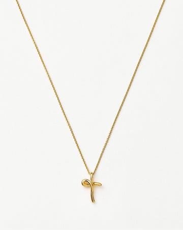 Curly Molten Mini Initial Necklace - T | 18k Gold Vermeil Necklaces Missoma 