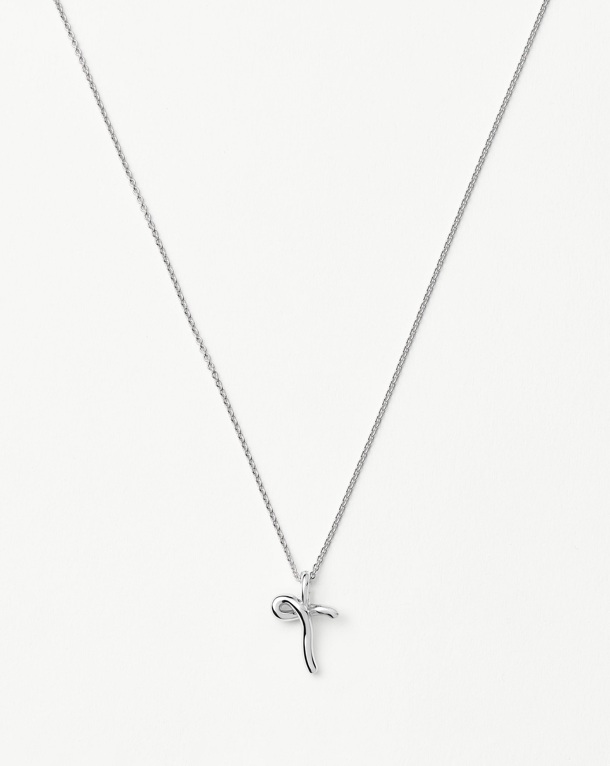 Curly Molten Mini Initial Necklace - T | Sterling Silver Necklaces Missoma 