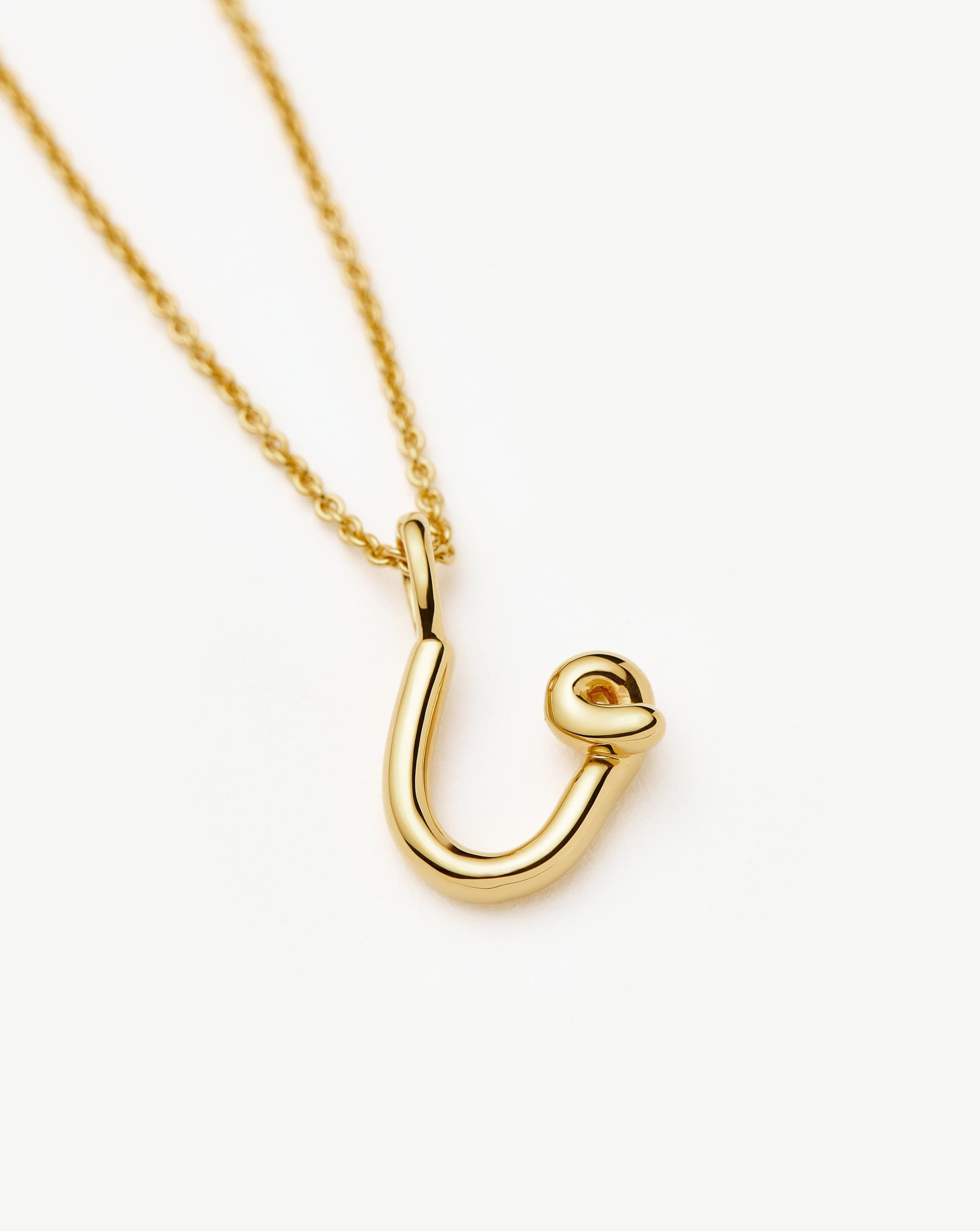 Curly Molten Mini Initial Necklace - U | 18k Gold Vermeil Necklaces Missoma 