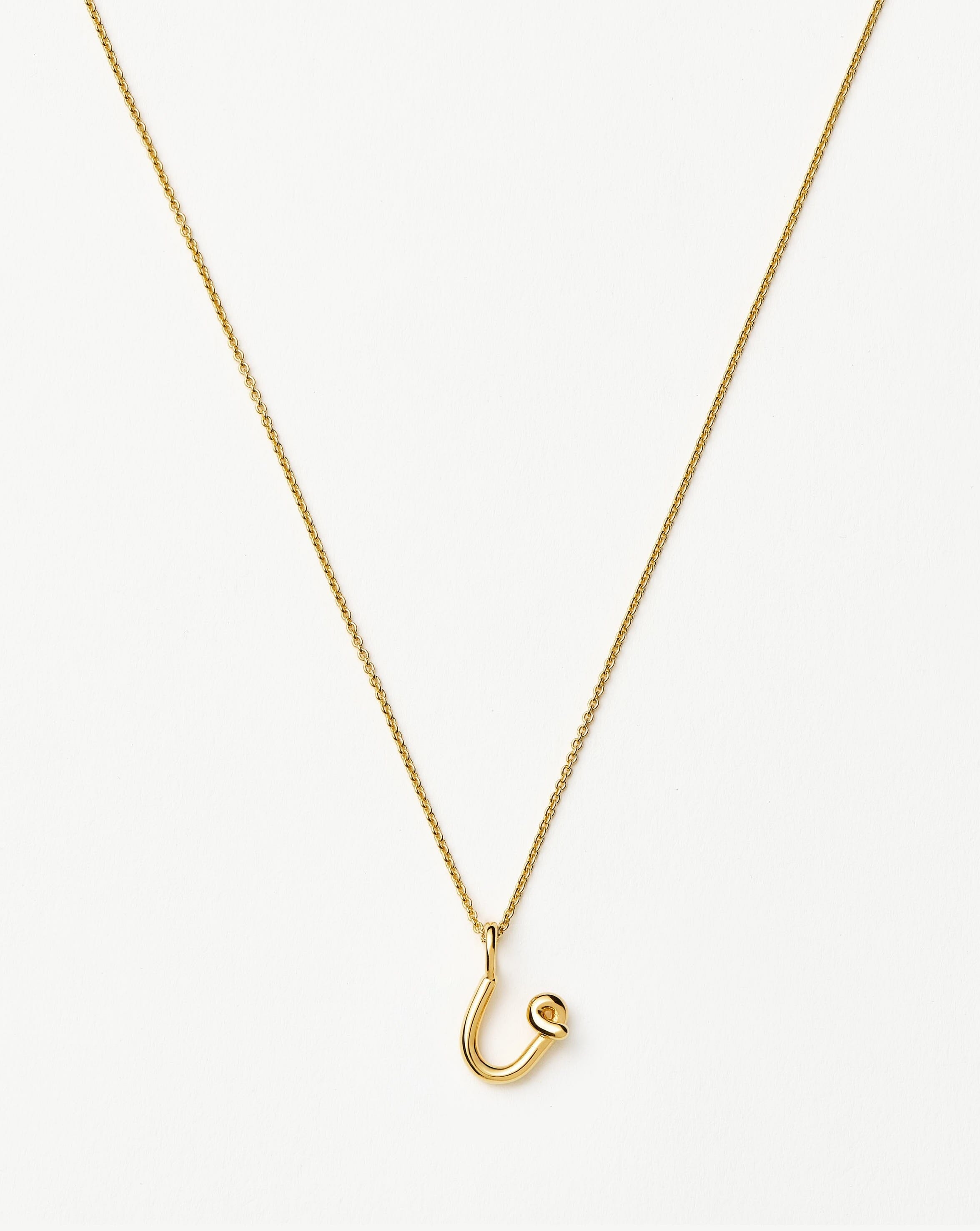 Curly Molten Mini Initial Necklace - U | 18k Gold Vermeil Necklaces Missoma 