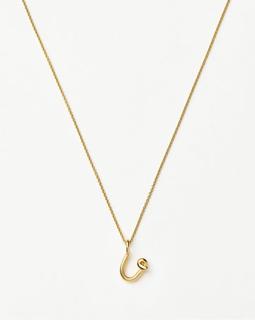 Curly Molten Mini Initial Necklace - U | 18k Gold Vermeil Necklaces Missoma 