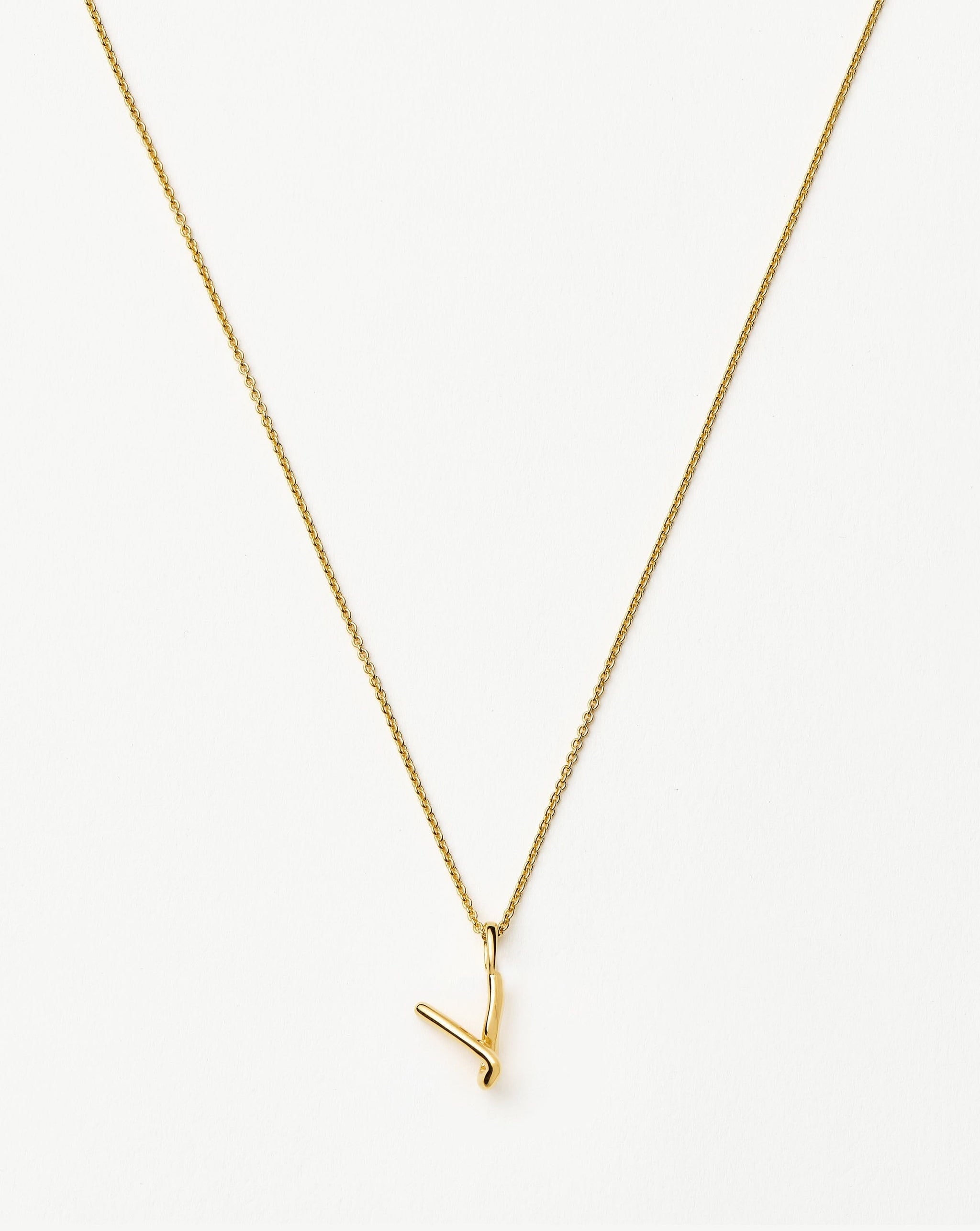 Curly Molten Mini Initial Necklace - V | 18k Gold Vermeil Necklaces Missoma 