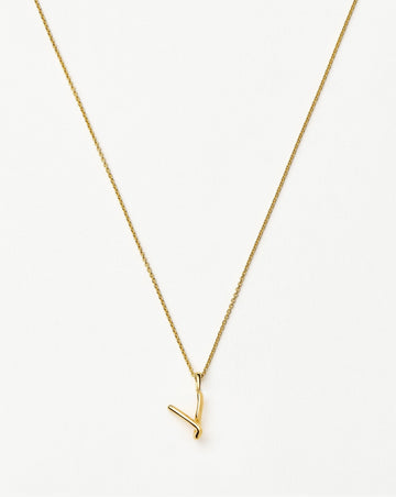 Curly Molten Mini Initial Necklace - V | 18k Gold Vermeil Necklaces Missoma 