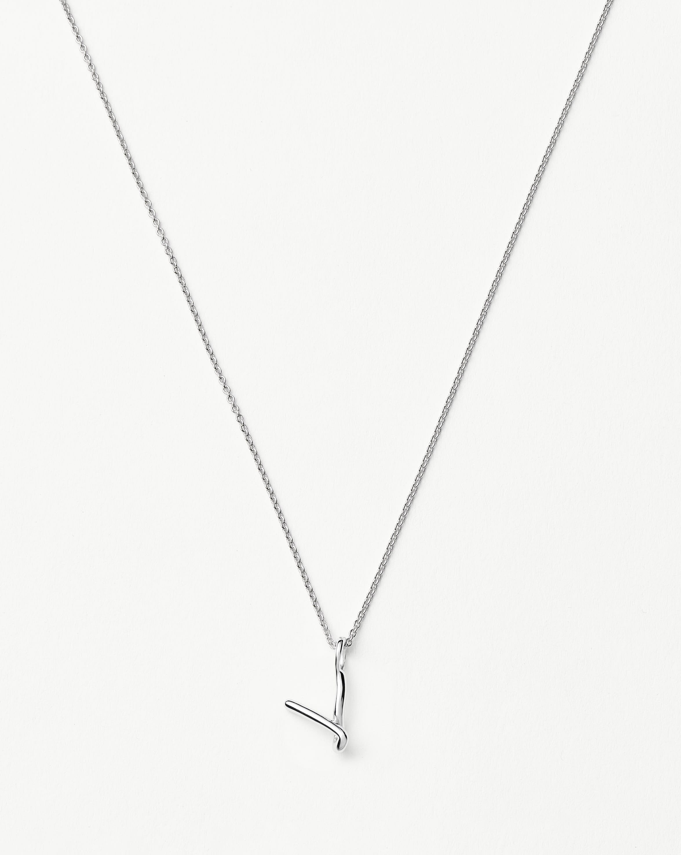 Curly Molten Mini Initial Necklace - V | Sterling Silver Necklaces Missoma 