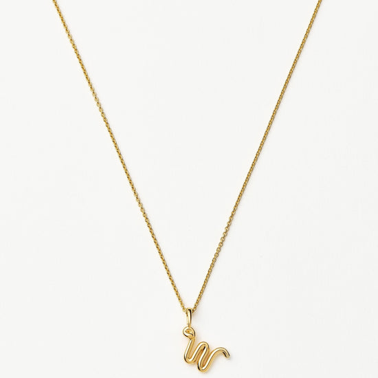 Curly Molten Mini Initial Necklace - W | 18k Gold Vermeil Necklaces Missoma 