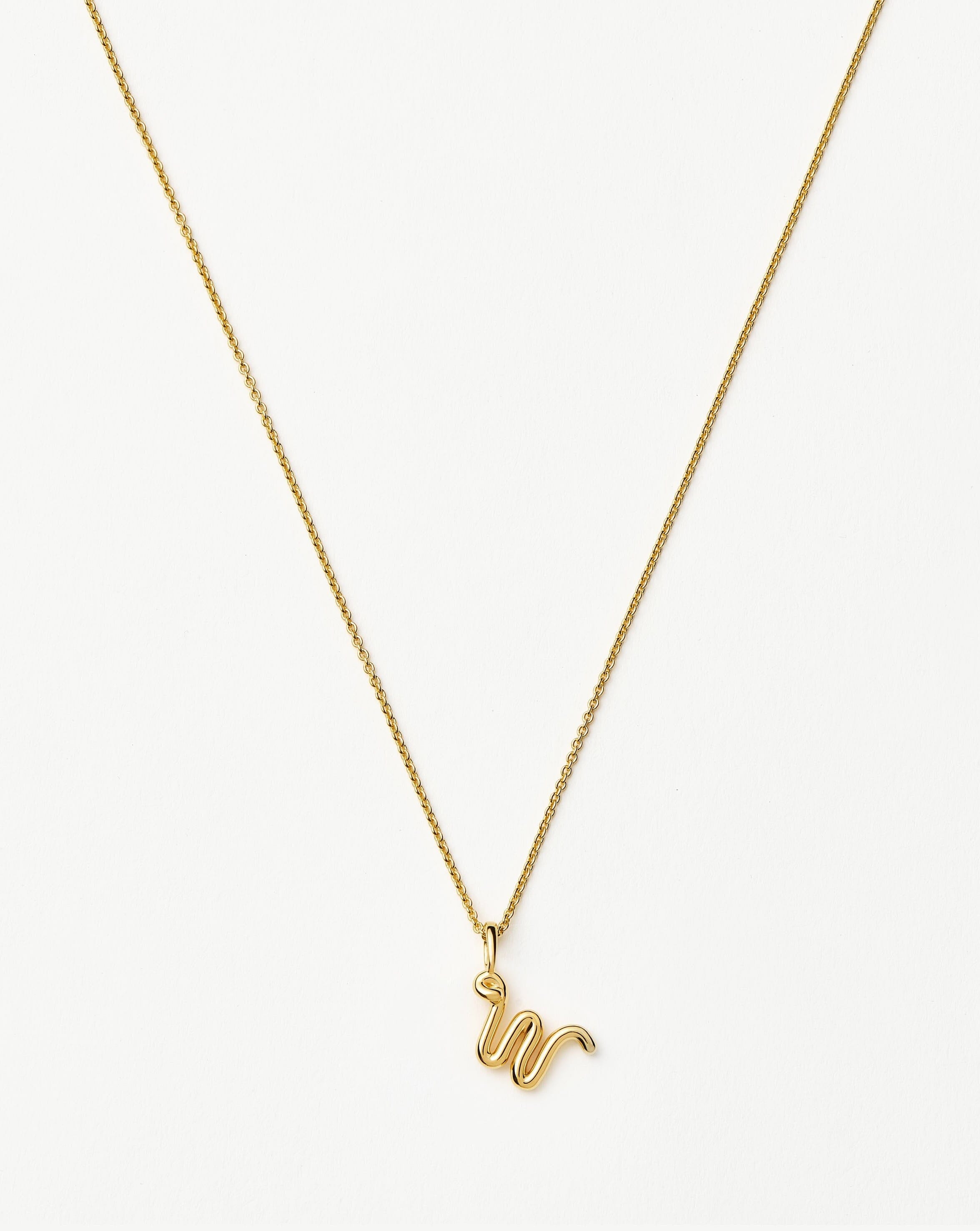 Curly Molten Mini Initial Necklace - W | 18k Gold Vermeil Necklaces Missoma 