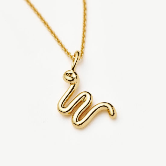 Curly Molten Mini Initial Necklace - W | 18k Gold Vermeil Necklaces Missoma 