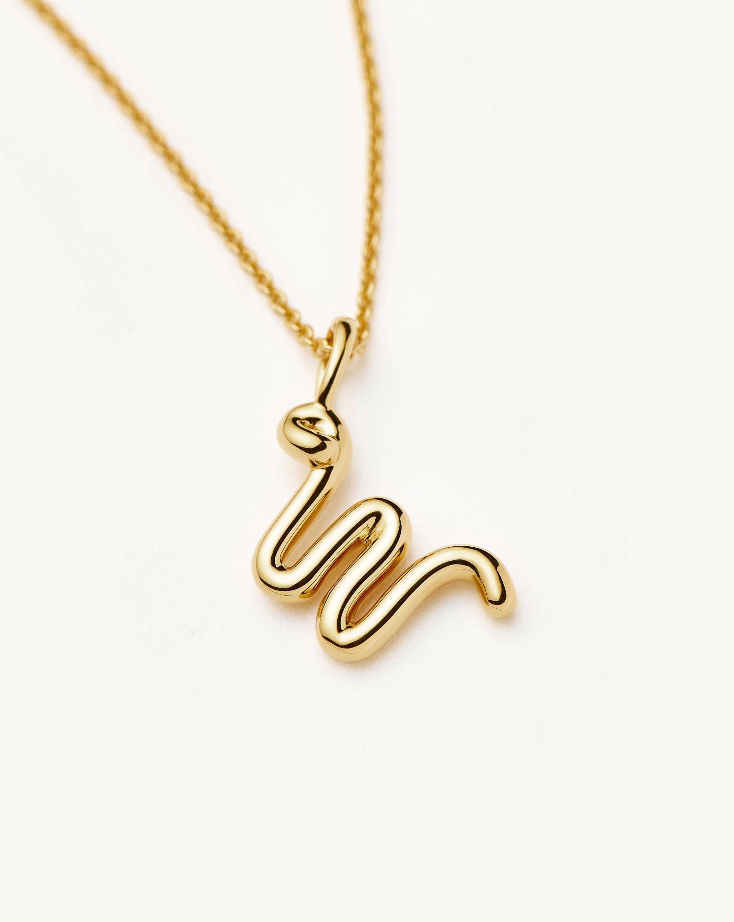 Curly Molten Mini Initial Necklace - W | 18k Gold Vermeil Necklaces Missoma 