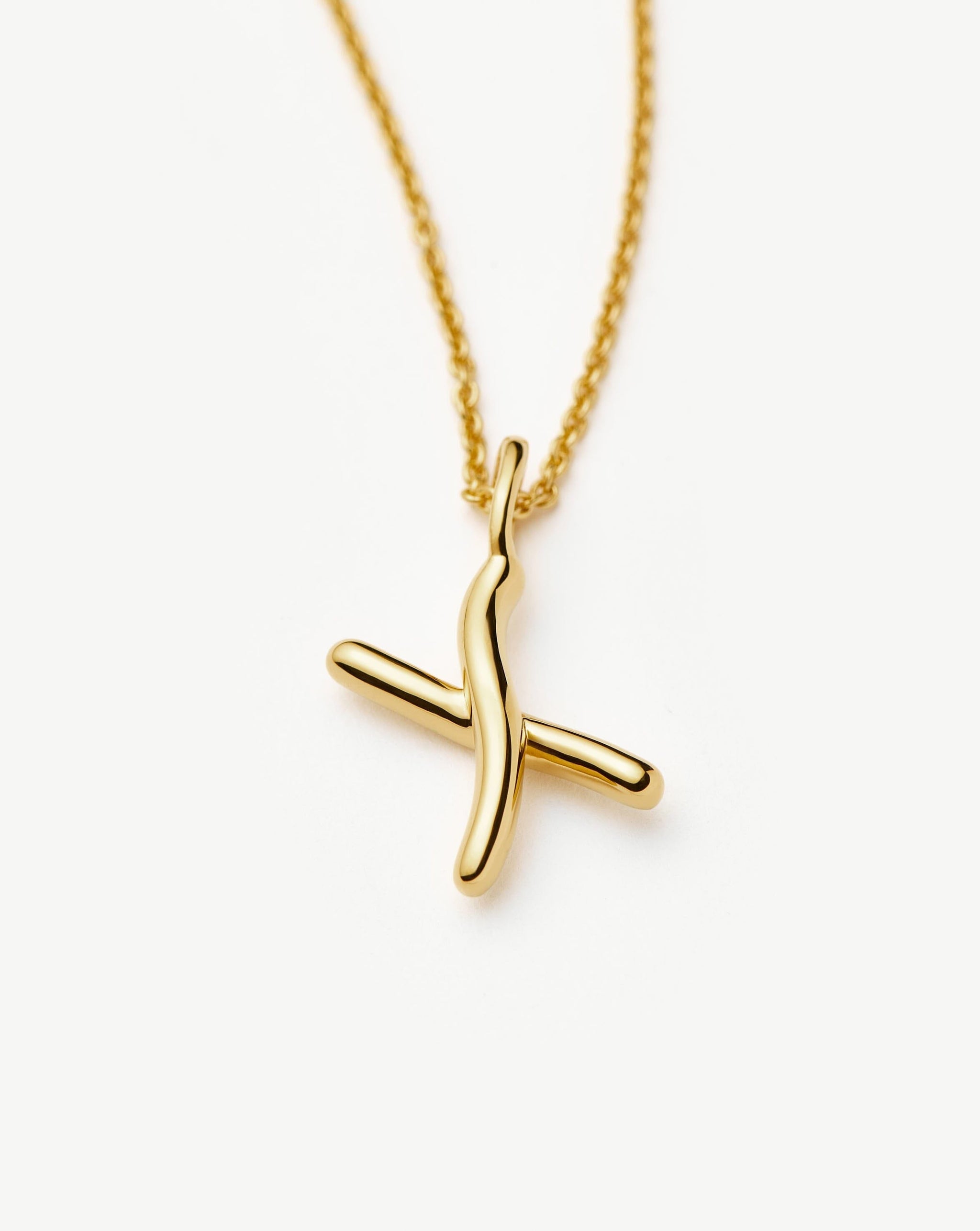 Curly Molten Mini Initial Necklace - X | 18k Gold Vermeil Necklaces Missoma 