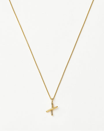 Curly Molten Mini Initial Necklace - X | 18k Gold Vermeil Necklaces Missoma 