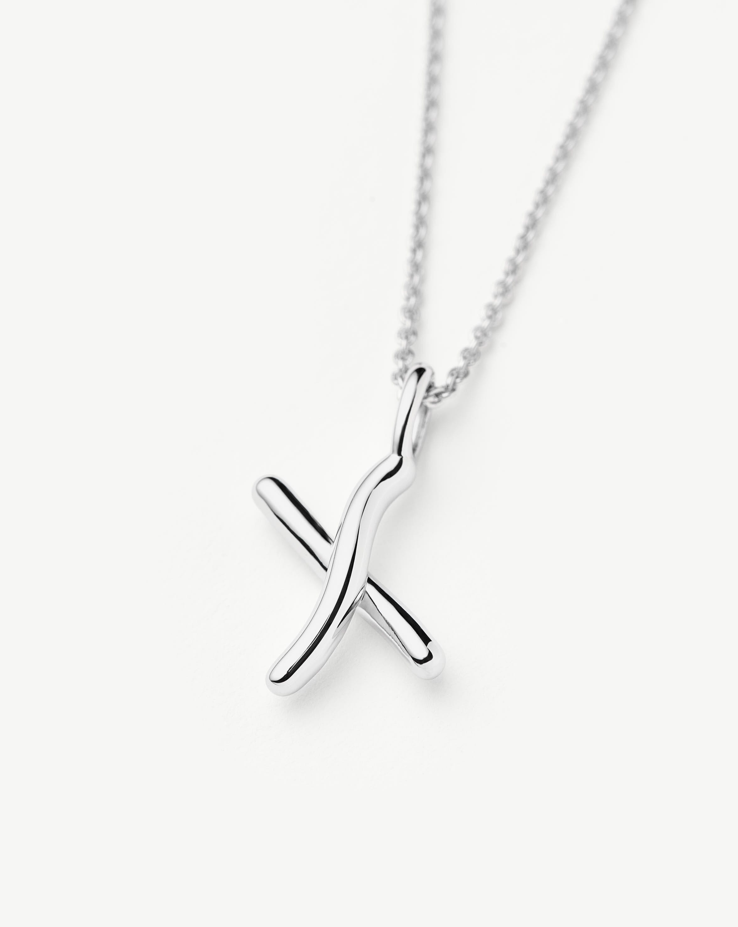 Curly Molten Mini Initial Necklace - X | Sterling Silver Necklaces Missoma 