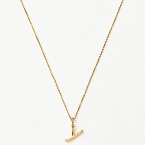 Curly Molten Mini Initial Necklace - Y | 18k Gold Vermeil Necklaces Missoma 