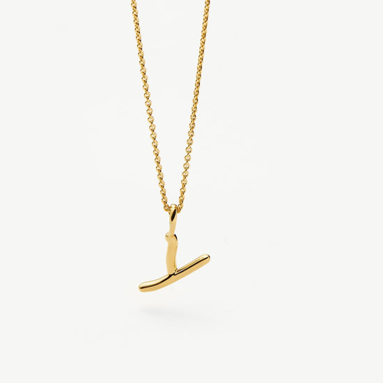 Curly Molten Mini Initial Necklace - Y | 18k Gold Vermeil Necklaces Missoma 