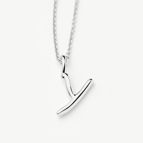 Curly Molten Mini Initial Necklace - Y | Sterling Silver Necklaces Missoma 