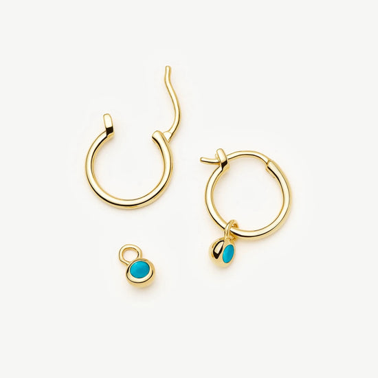 December Birthstone Mini Charm Hoop Earrings | 18k Gold Vermeil/Turquoise Magnesite Earrings Missoma 