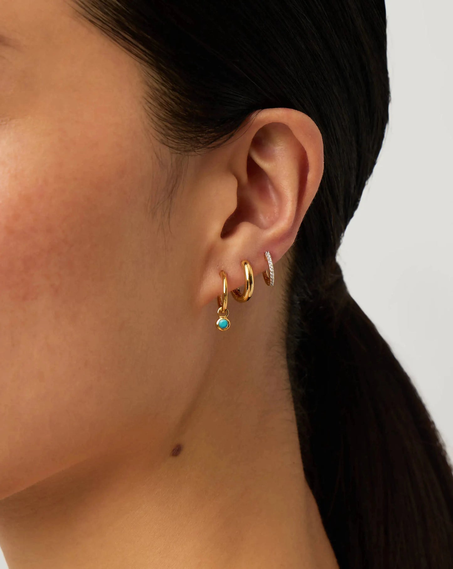 December Birthstone Mini Charm Hoop Earrings | 18k Gold Vermeil/Turquoise Magnesite Earrings Missoma 
