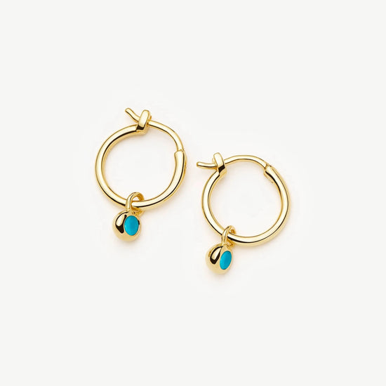 December Birthstone Mini Charm Hoop Earrings | 18k Gold Vermeil/Turquoise Magnesite Earrings Missoma 