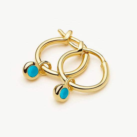 December Birthstone Mini Charm Hoop Earrings | 18k Gold Vermeil/Turquoise Magnesite Earrings Missoma 