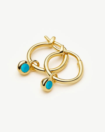 December Birthstone Mini Charm Hoop Earrings | 18k Gold Vermeil/Turquoise Magnesite Earrings Missoma 