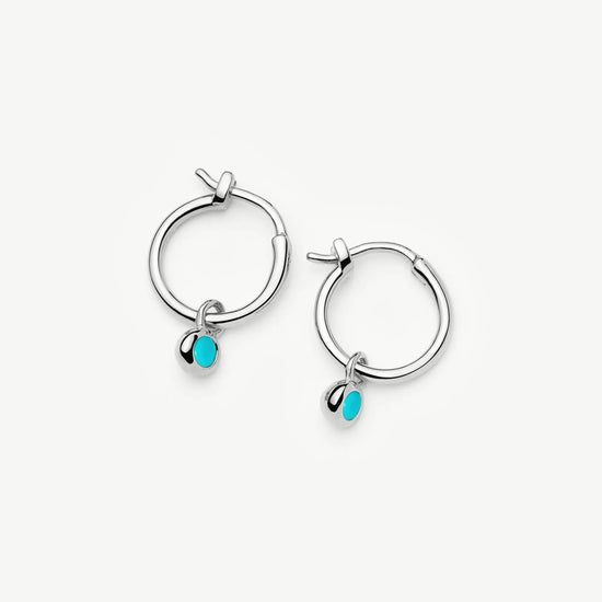 December Birthstone Mini Charm Hoop Earrings | Sterling Silver/Turquoise Magnesite Earrings Missoma 
