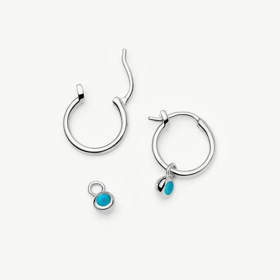 December Birthstone Mini Charm Hoop Earrings | Sterling Silver/Turquoise Magnesite Earrings Missoma 