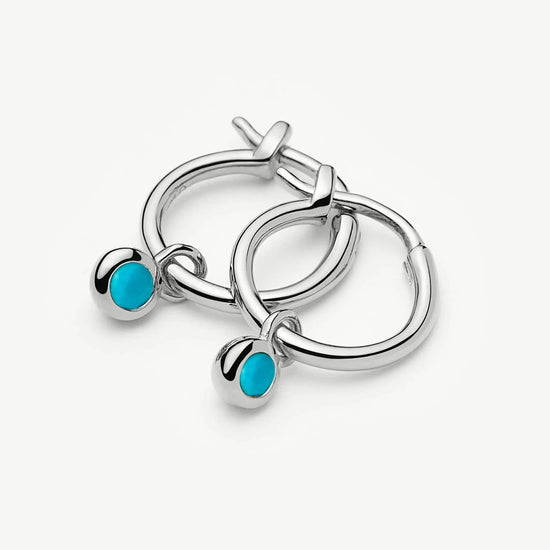 December Birthstone Mini Charm Hoop Earrings | Sterling Silver/Turquoise Magnesite Earrings Missoma 