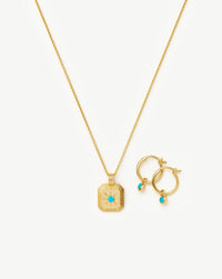 December Birthstone Necklace & Charm Earrings Set | 18k Gold Vermeil/Turquoise Magnesite Necklaces Missoma 