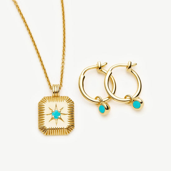 December Birthstone Necklace & Charm Earrings Set | 18k Gold Vermeil/Turquoise Magnesite Necklaces Missoma 