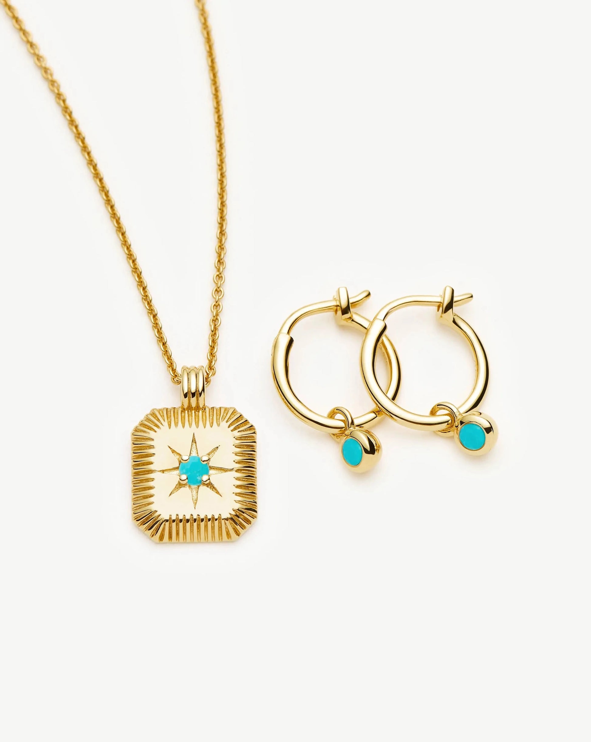 December Birthstone Necklace & Charm Earrings Set | 18k Gold Vermeil/Turquoise Magnesite Necklaces Missoma 
