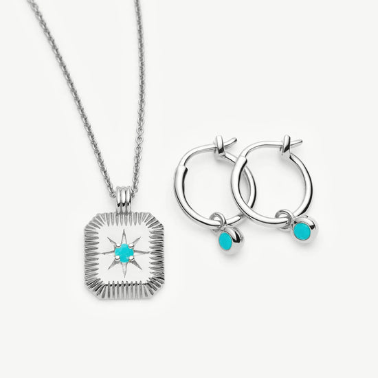 December Birthstone Necklace & Charm Earrings Set | Sterling Silver/Turquoise Magnesite Necklaces Missoma 
