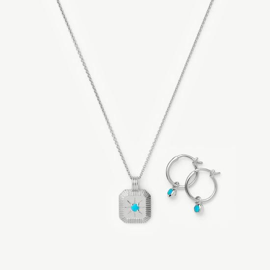 December Birthstone Necklace & Charm Earrings Set | Sterling Silver/Turquoise Magnesite Necklaces Missoma 